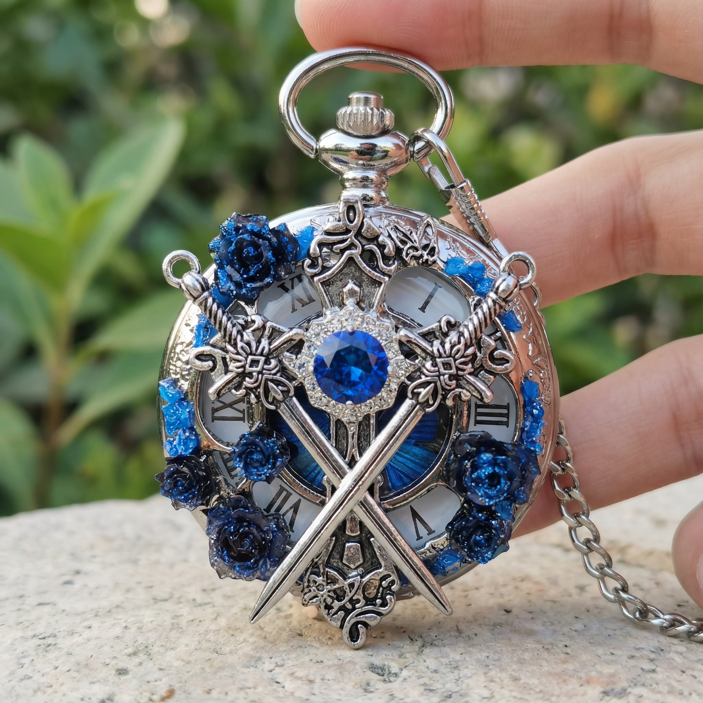 Aurelia Dual Sword Butterfly Pocket Watch